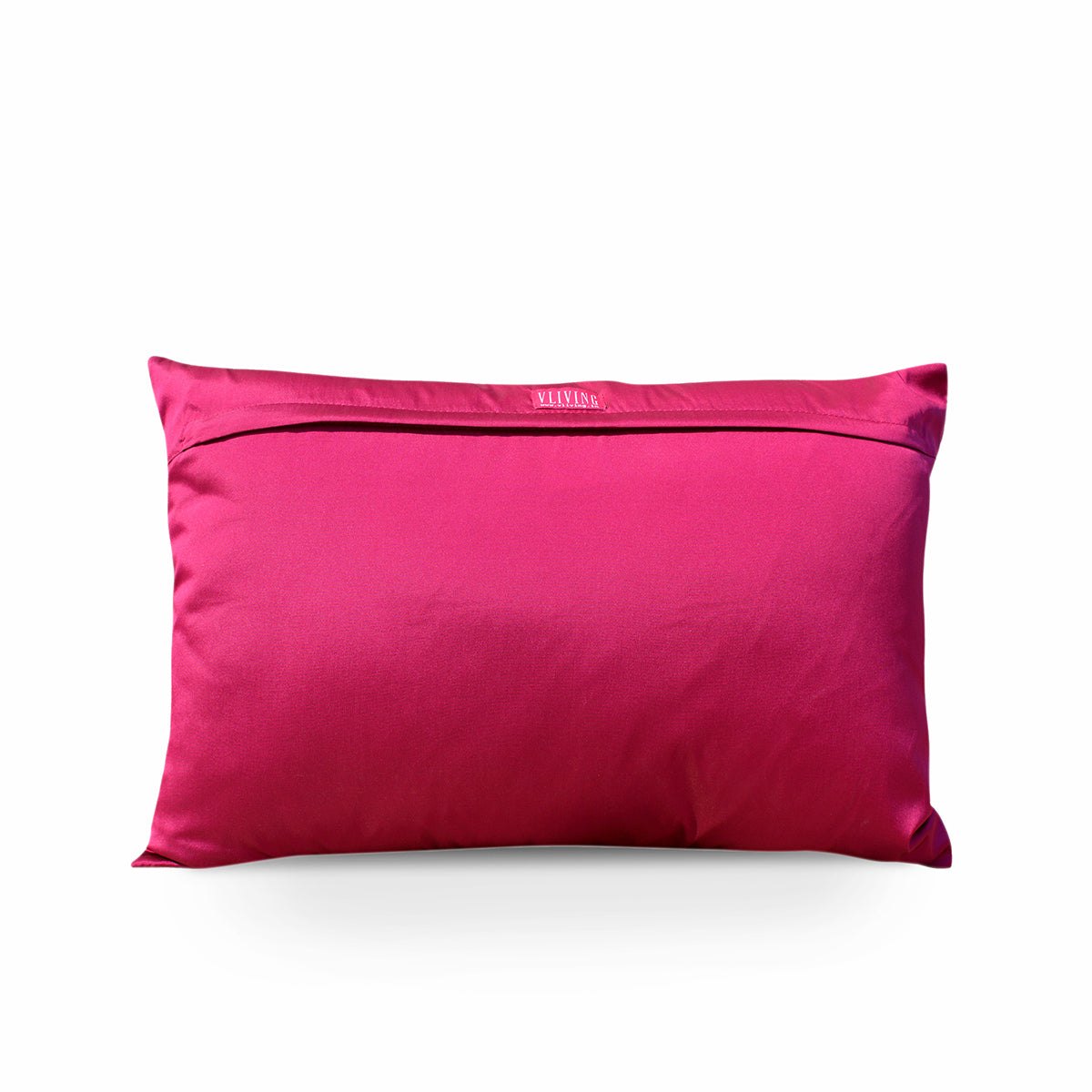 Kilim pattern embroidered pillow, hot pink and turquoise, Poly taffeta pillow cover