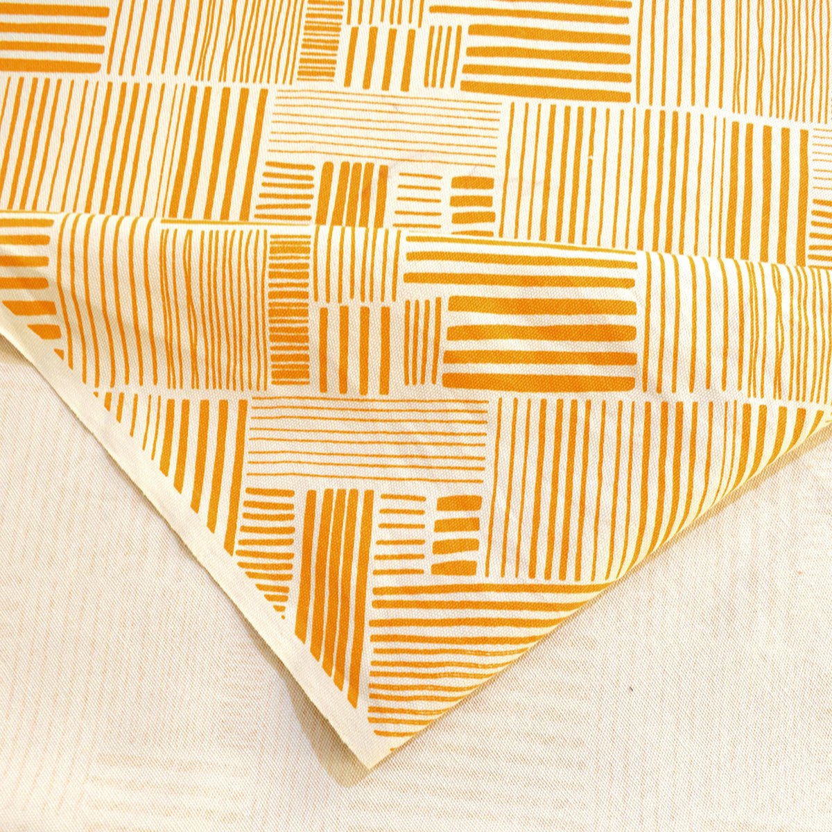Mustard Stripe print fabric, 100% cotton duck, fabric by the metre