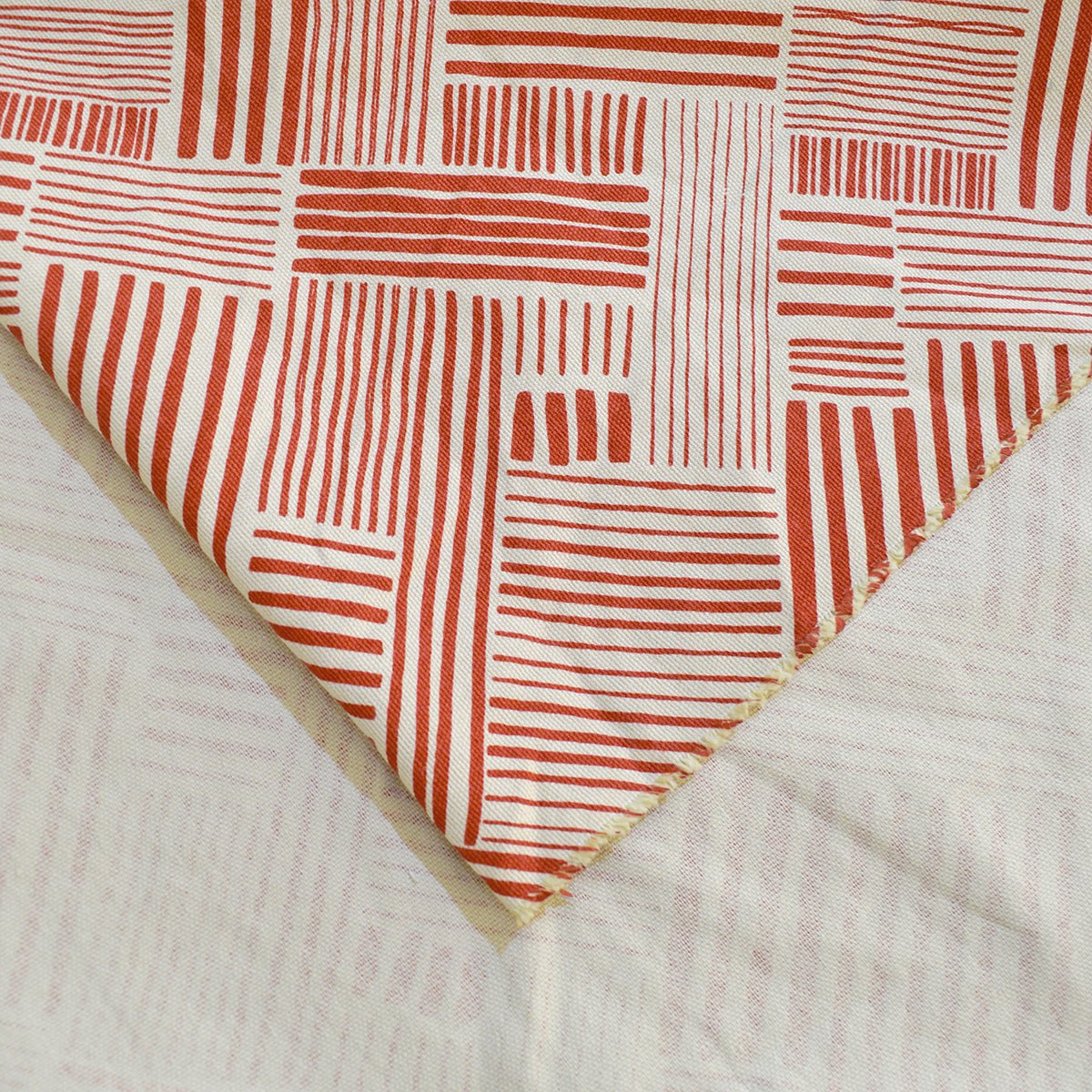 Terracotta Stripe print fabric, 100% cotton duck, fabric by the metre