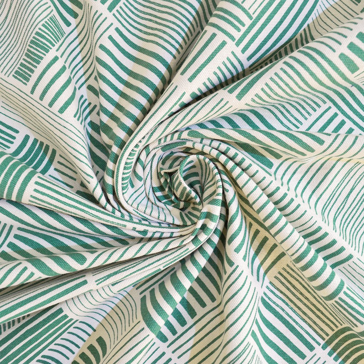 Aqua Green Stripe print fabric, 100% cotton duck, fabric by the metre