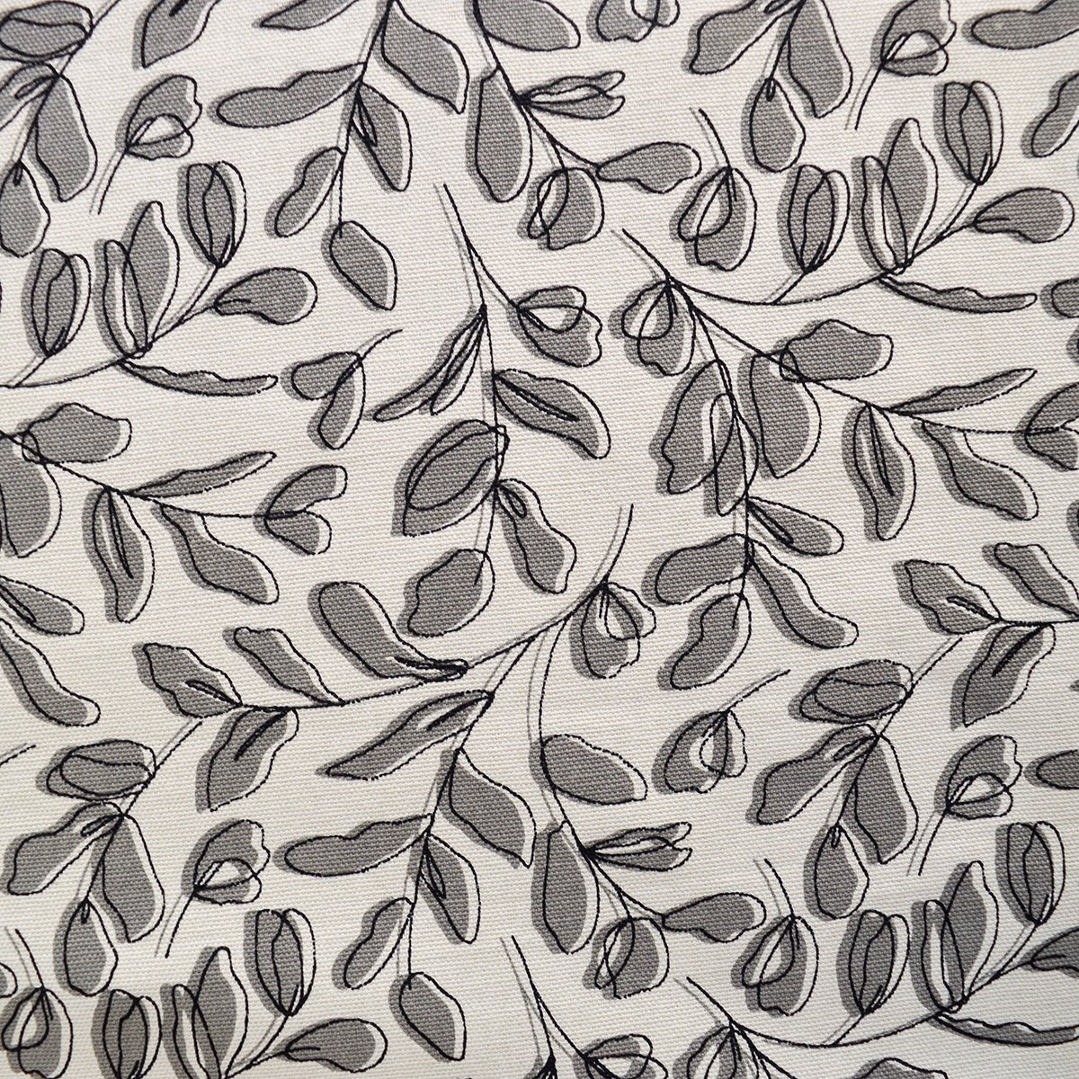 Grey Leaf print fabric, 100% cotton duck, fabric by the metre