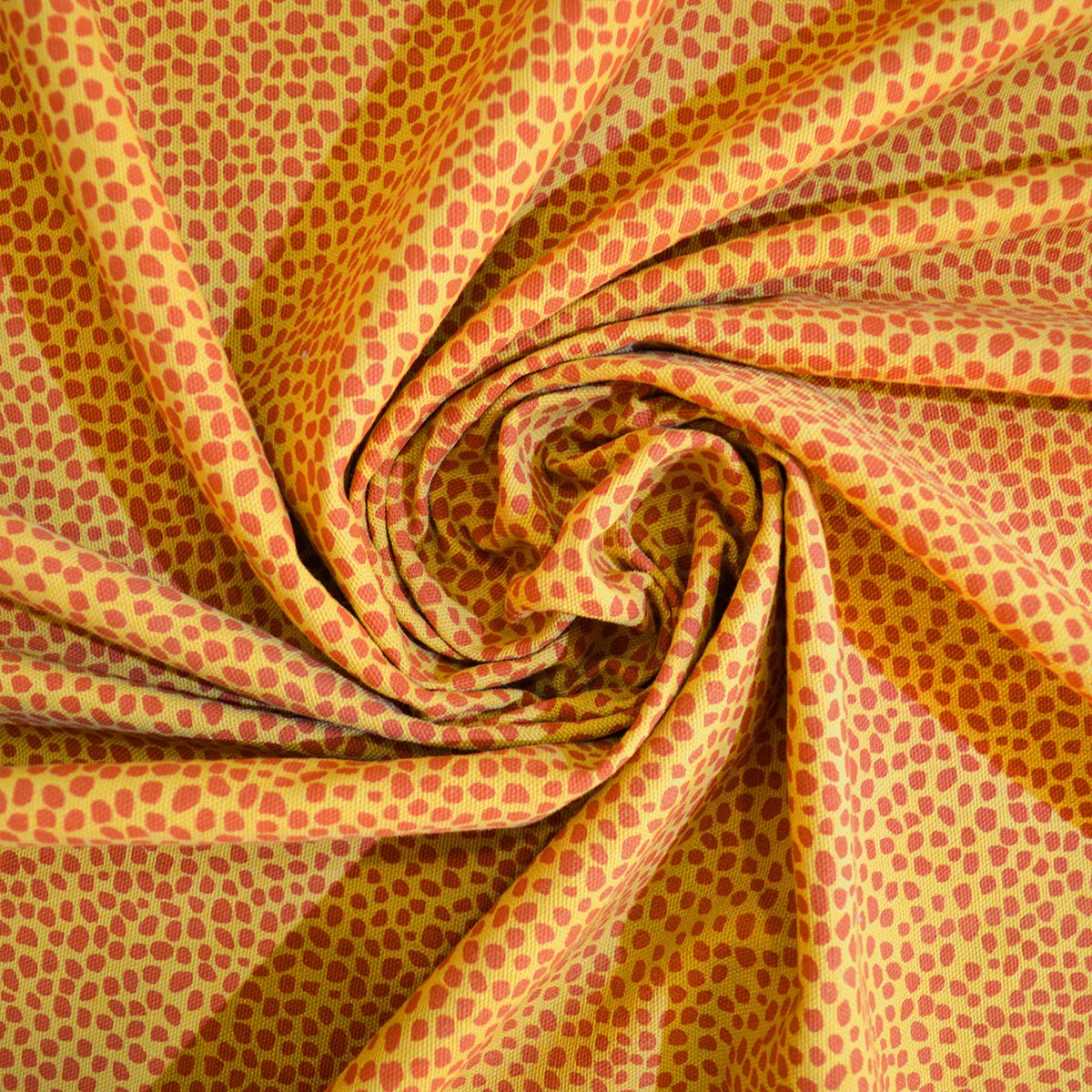 Yellow dot print fabric, 100% cotton duck, fabric by the metre