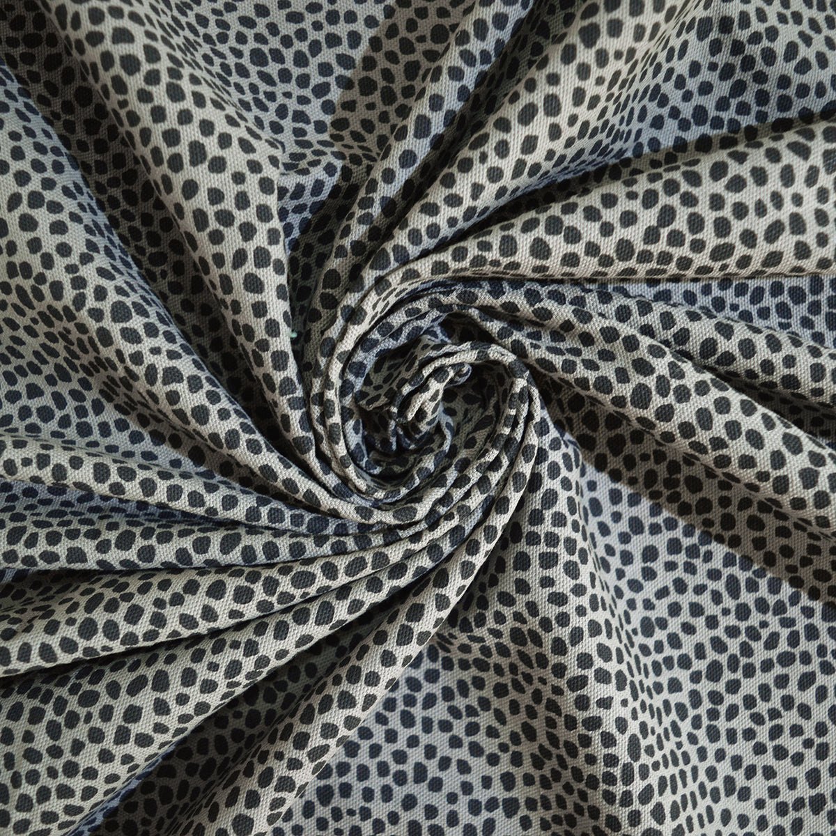 Grey dot print fabric, 100% cotton duck, fabric by the metre