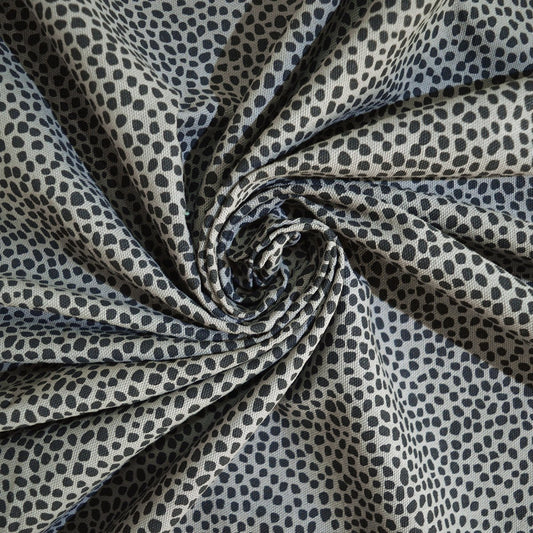 Grey dot print fabric, 100% cotton duck, fabric by the metre