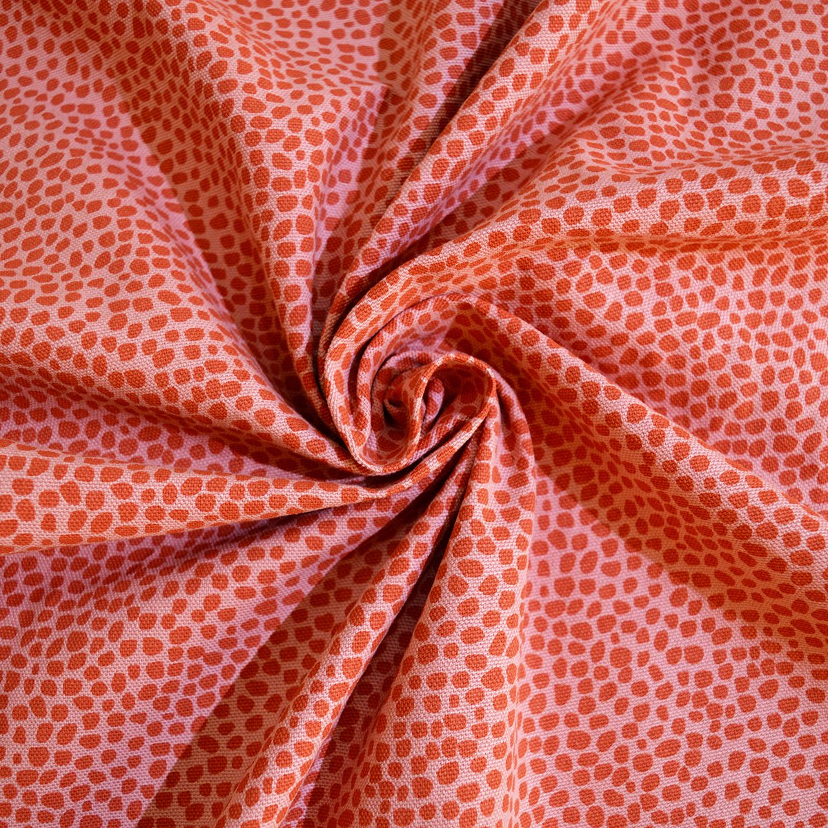 Terracotta dot print fabric, 100% cotton duck, fabric by the metre