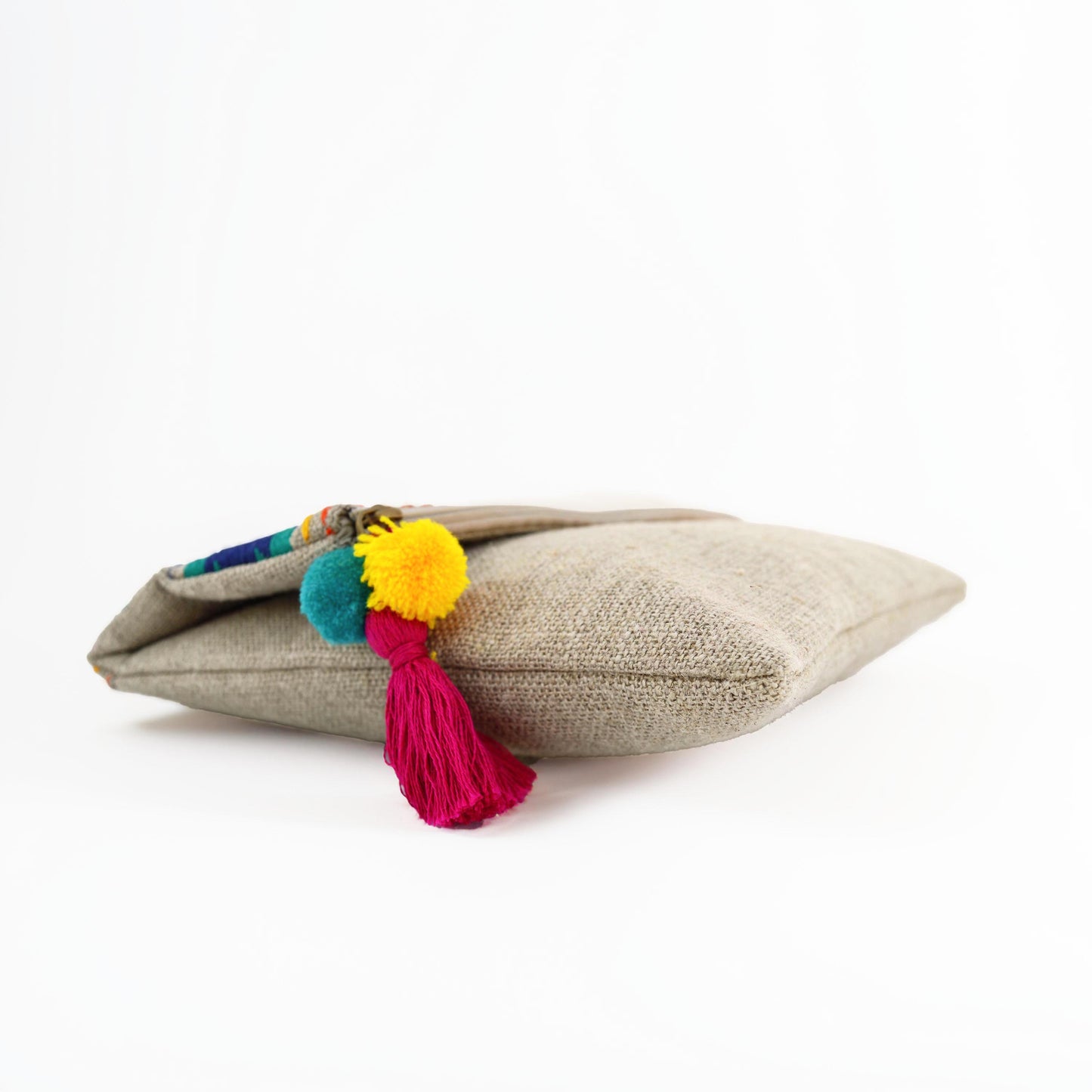 Boho pouch, linen bag, kilim pattern, moroccan, foldover embroidered clutch - Vliving