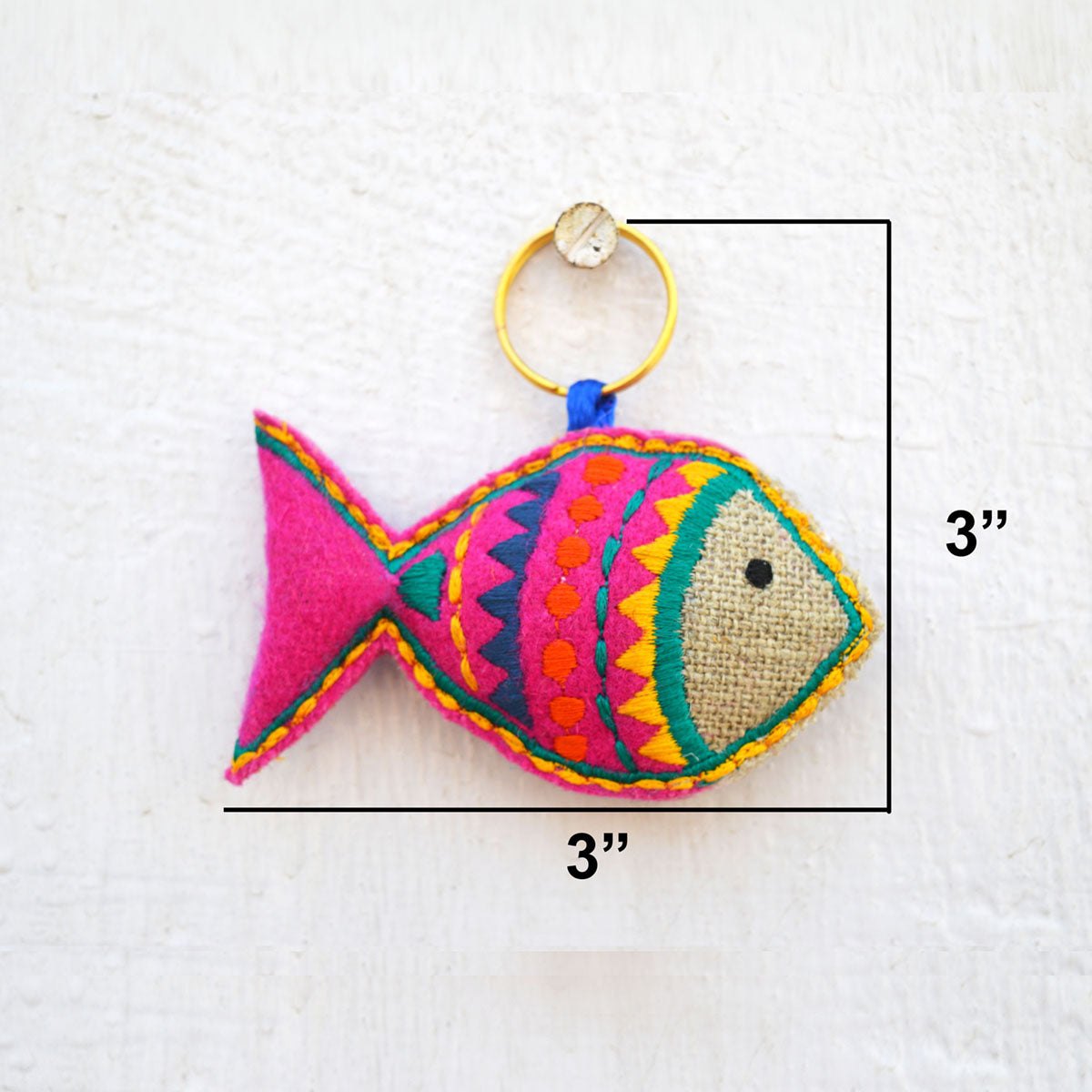 Multicolor fish key ring, tassel, handmade, boho bag charm, size 3 inches or 13 cms
