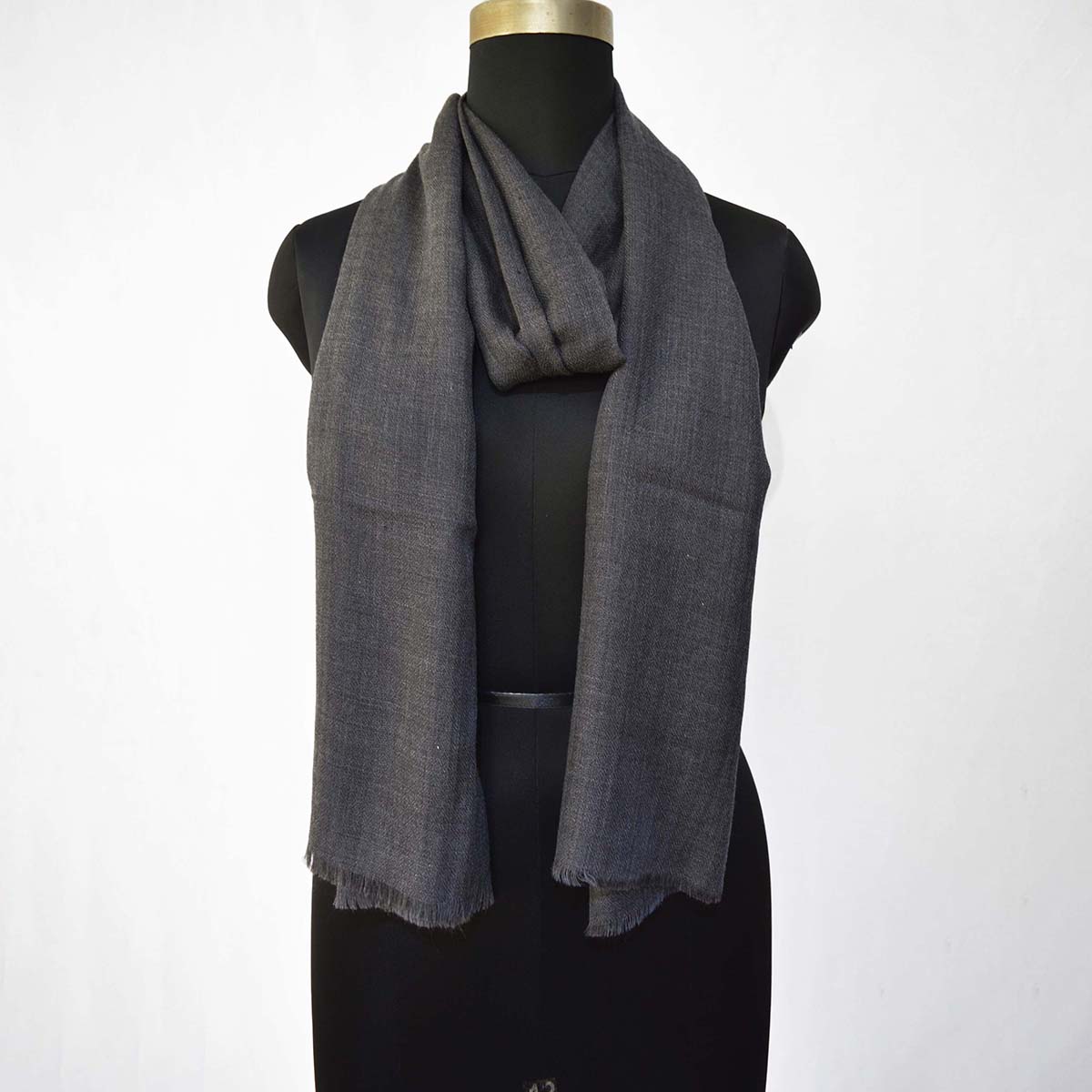 CHARCOAL fine wool scarf women/men, solid colour, reversible, fashion shawl or stole or wrap, unisex
