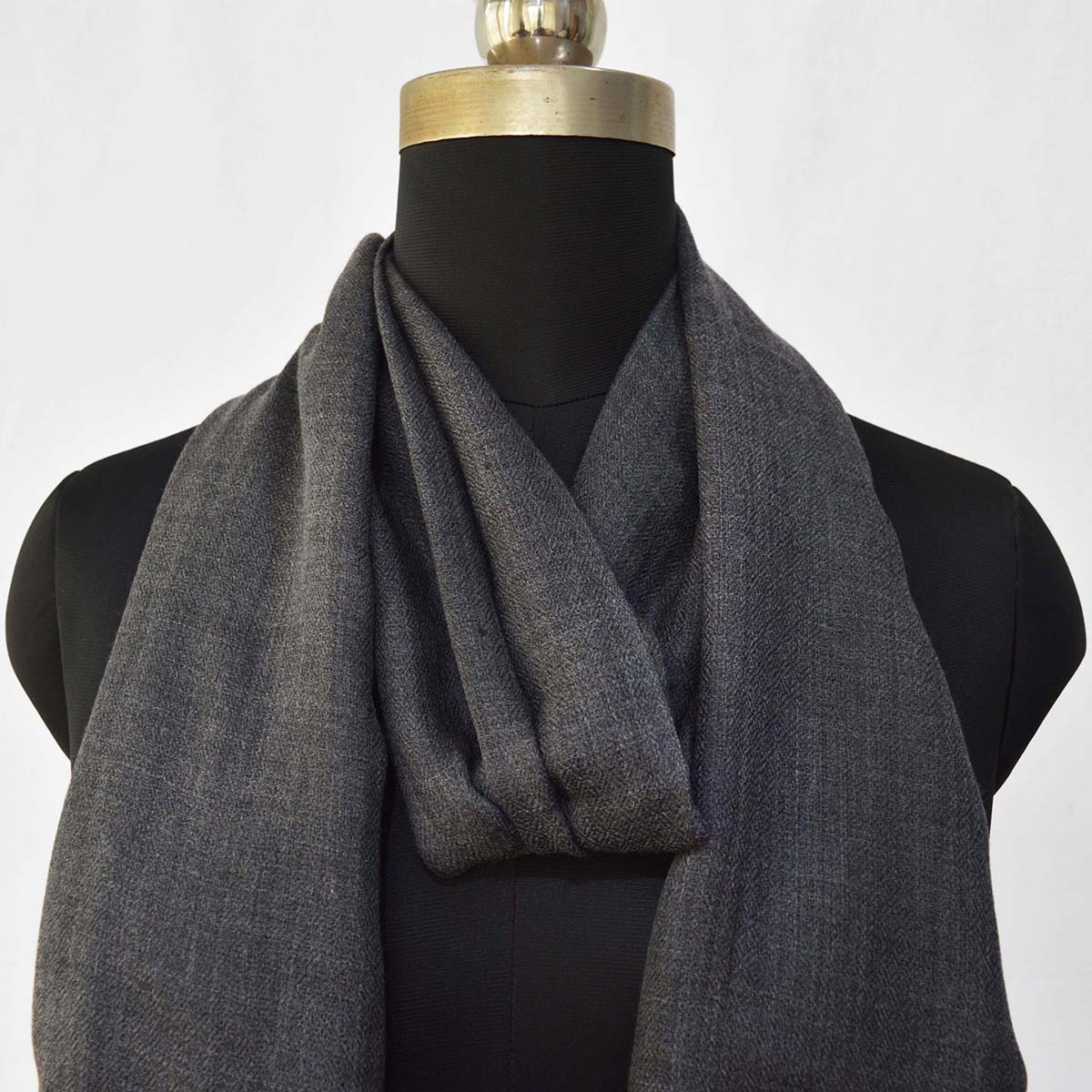 CHARCOAL fine wool scarf women/men, solid colour, reversible, fashion shawl or stole or wrap, unisex