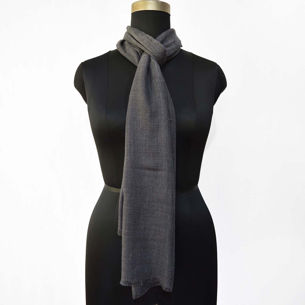 CHARCOAL fine wool scarf women/men, solid colour, reversible, fashion shawl or stole or wrap, unisex
