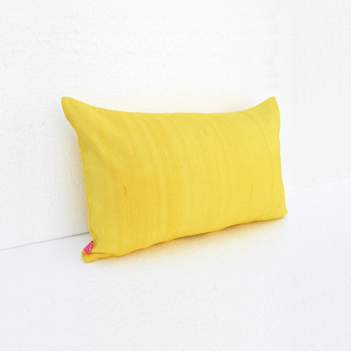 Yellow solid pure silk pillow cover, sizes available
