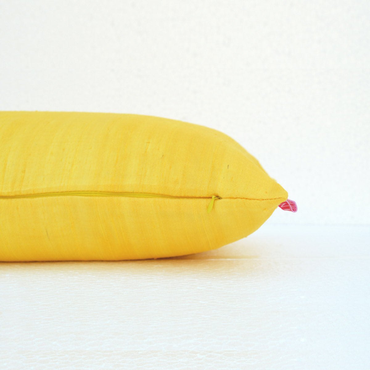 Yellow solid pure silk pillow cover, sizes available