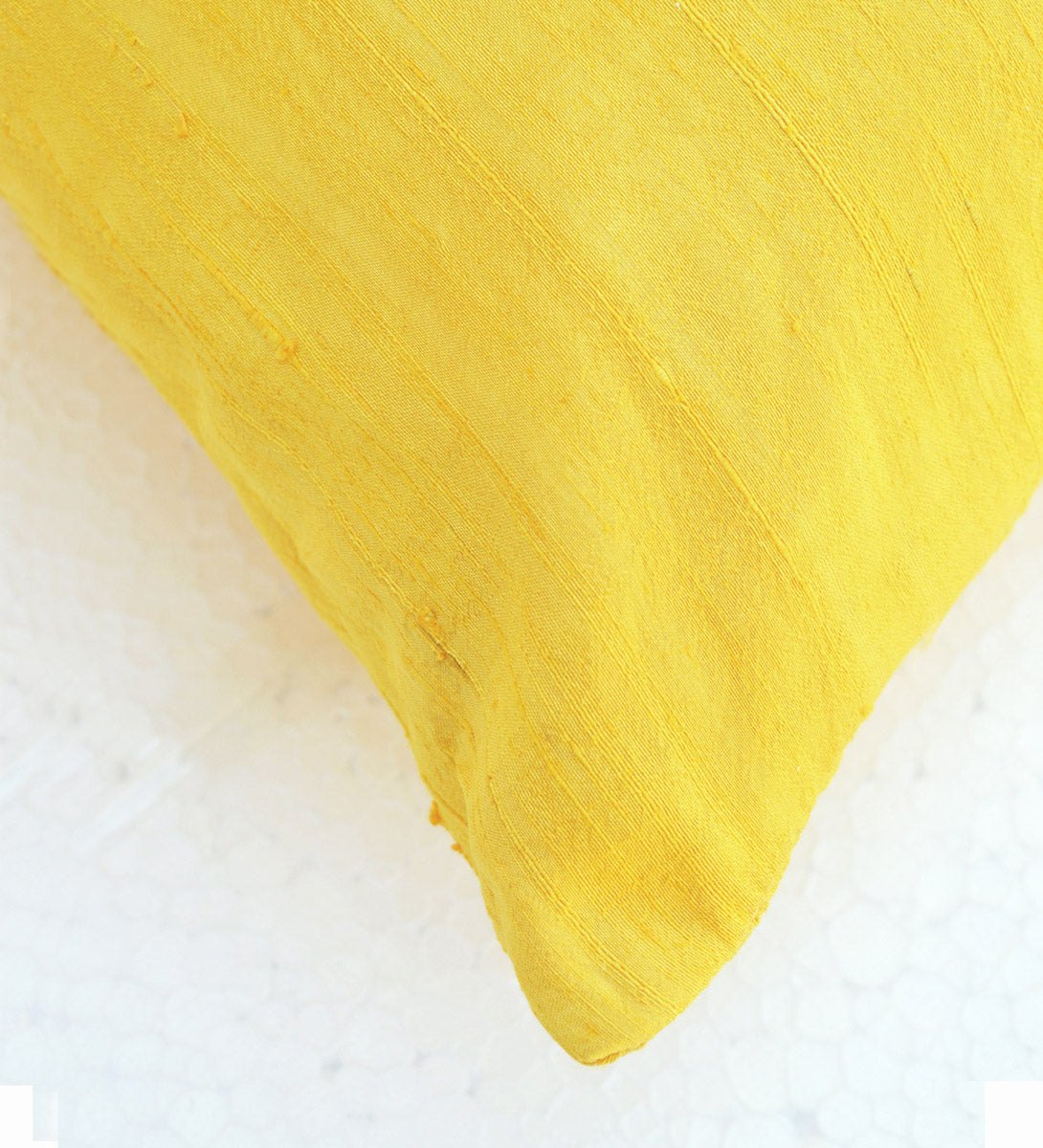 Yellow solid pure silk pillow cover, sizes available