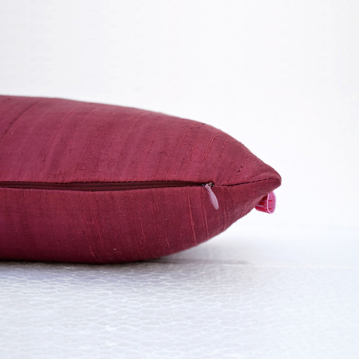 Maroon solid pure silk pillow cover, sizes available