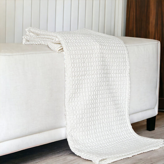 White waffle Throw blanket, 100% cotton, 50X60 inches