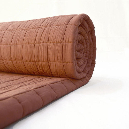 CLAY BROWN cotton quilts with check pattern, Sizes available