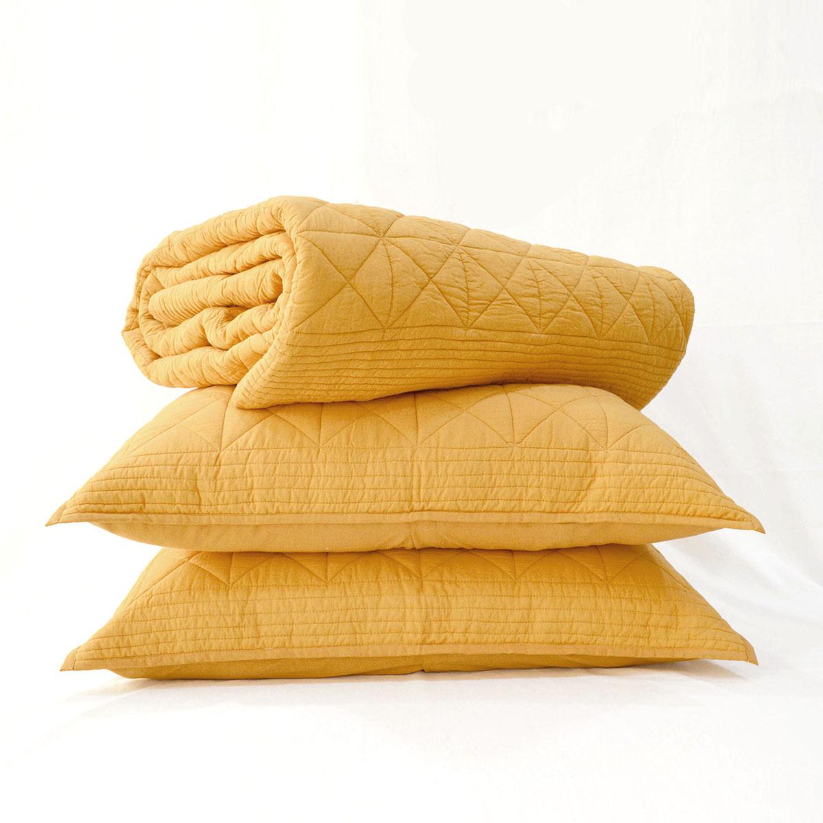 MUSTARD cotton Quilted bed set, Sizes available