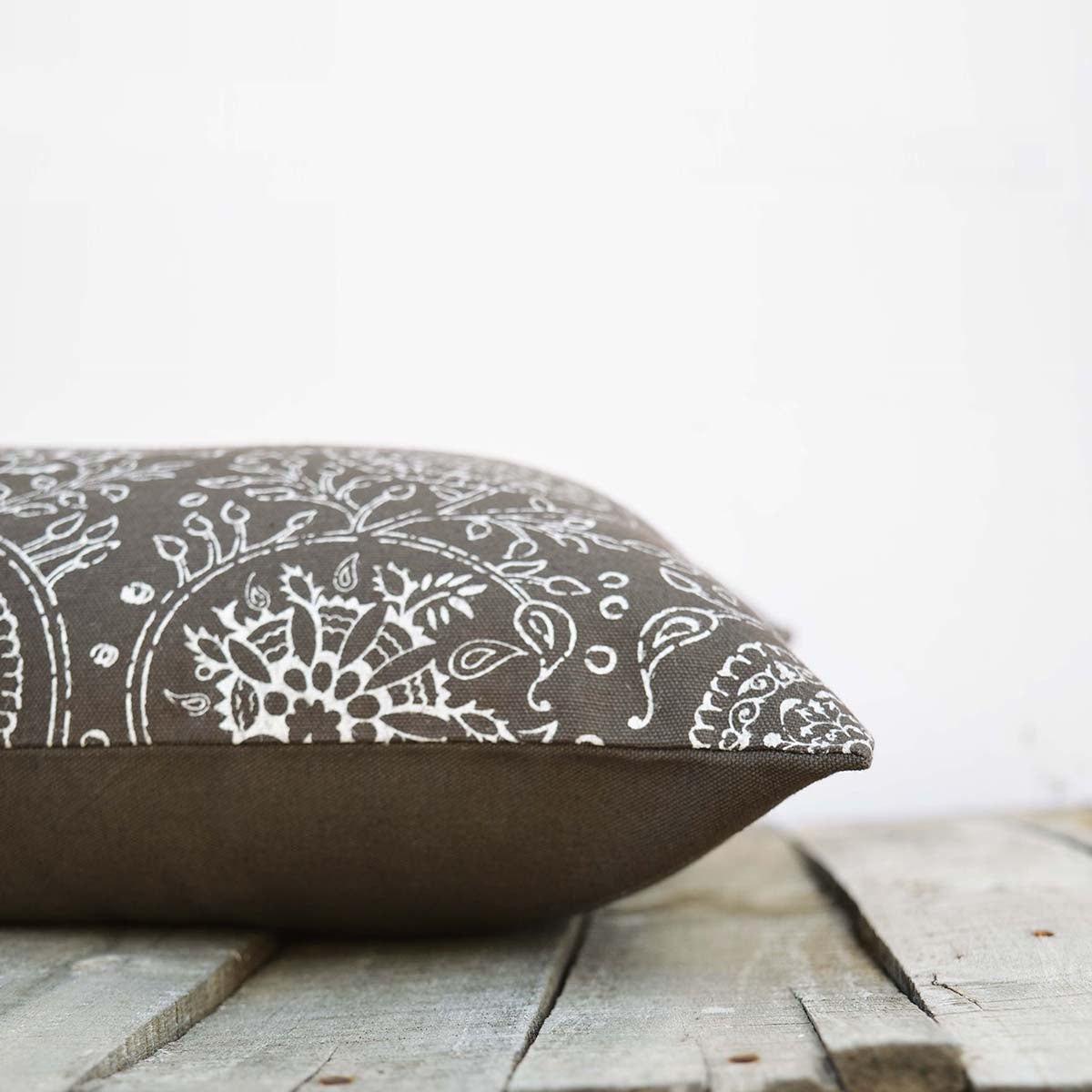 Brown throw pillow cover, Kalamkari print cushion cover