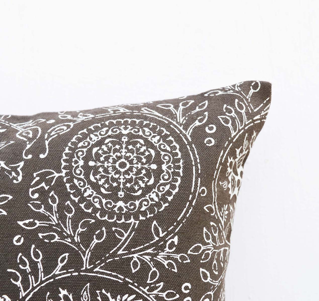 Brown throw pillow cover, Kalamkari print cushion cover