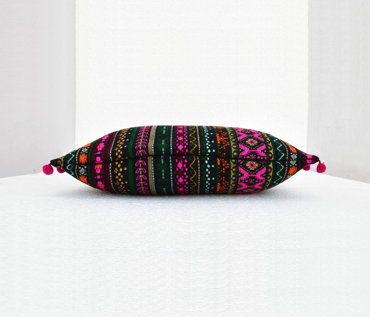 Acryllic black pillow cover with Multicolour dobby, sizes available