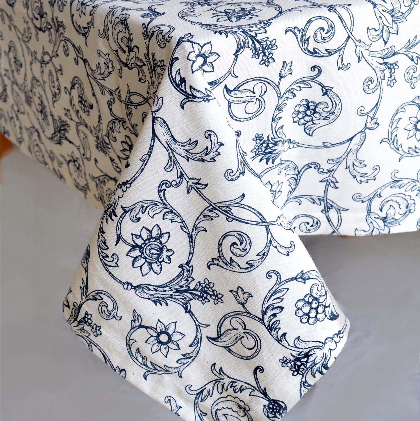 Table cloth - Blue swirl print, sizes available.