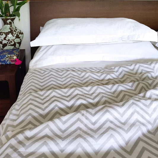 CHEVRON - Grey soft Cotton three layer dohar, sizes available