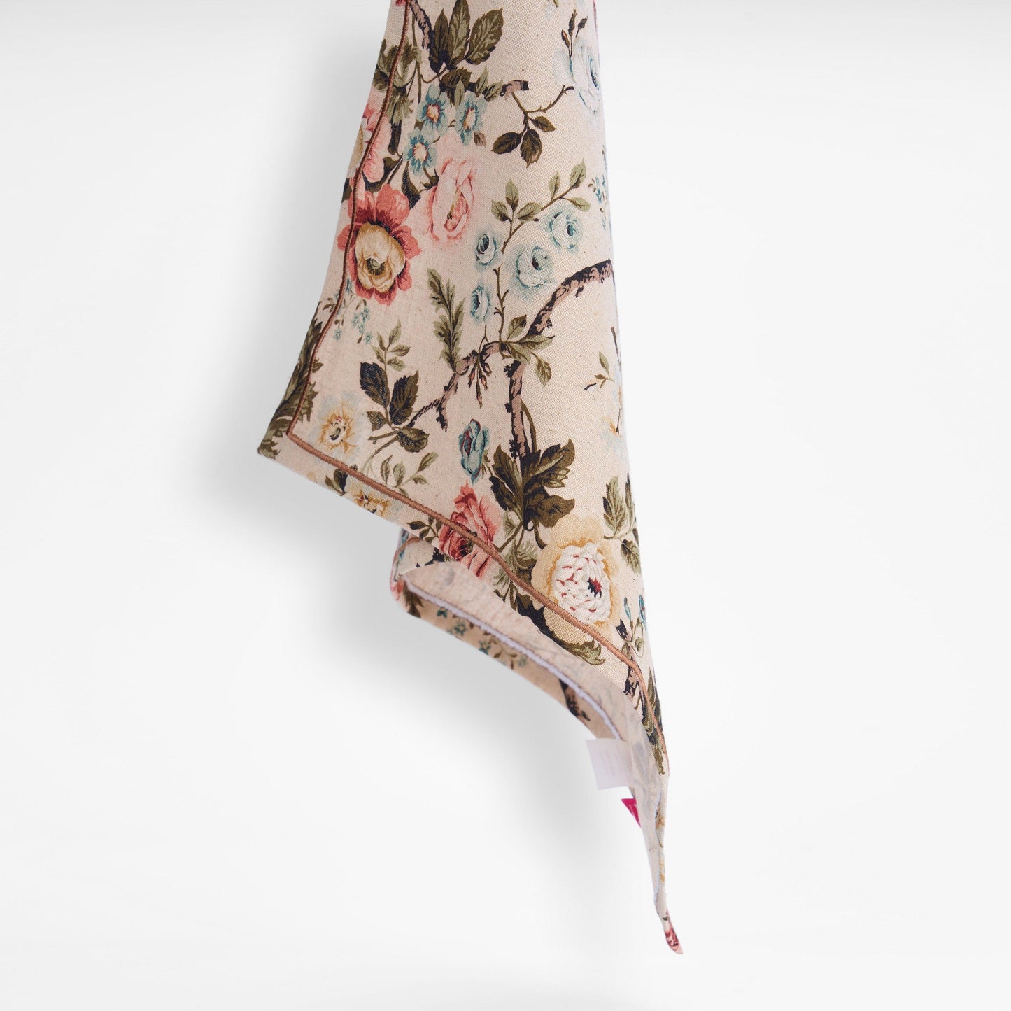 AMOUR BEIGE linen Table napkin, vintage rose print