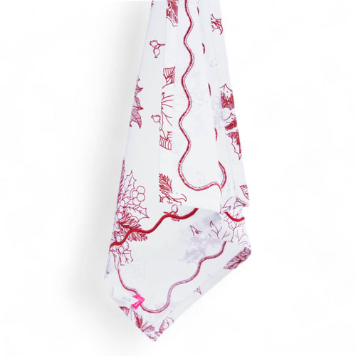 Christmas table napkins, RED poinsettia print on white cotton, set options available, 18X18 inches