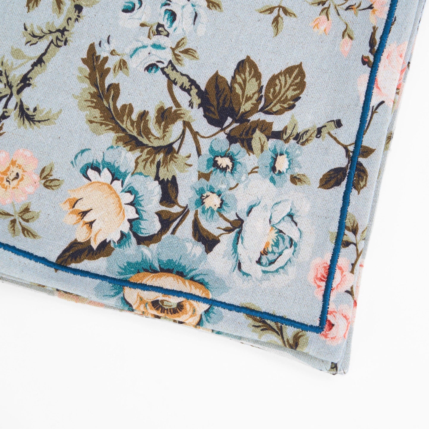 AMOUR DUCK EGG linen Table napkin, vintage rose print