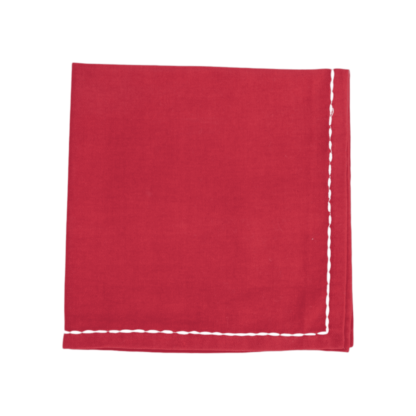 Christmas table napkins, Solid RED cotton with white rice stitch, set options available