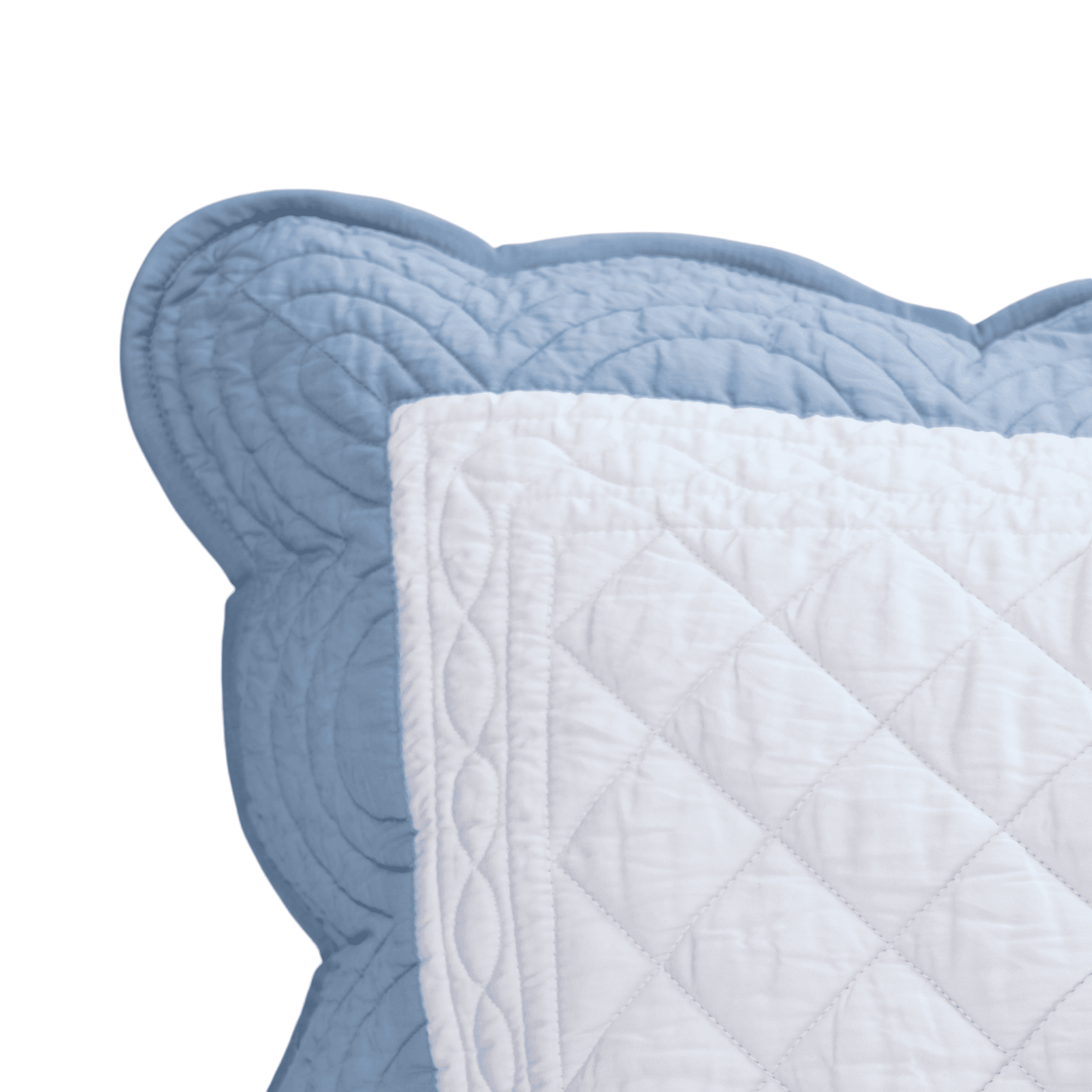 AMOUR - White and duck egg cotton PILLOW SHAM with scalloped border - sizes available