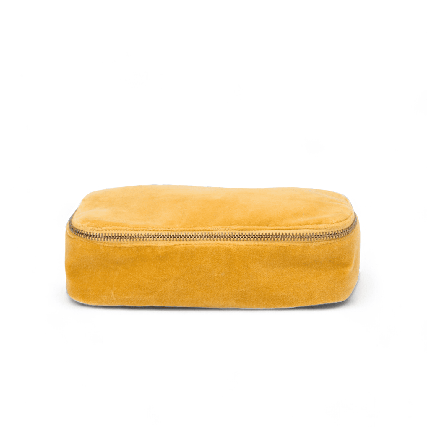 Set of 2 nesting boxes in MUSTARD colour velvet - travel accessory
