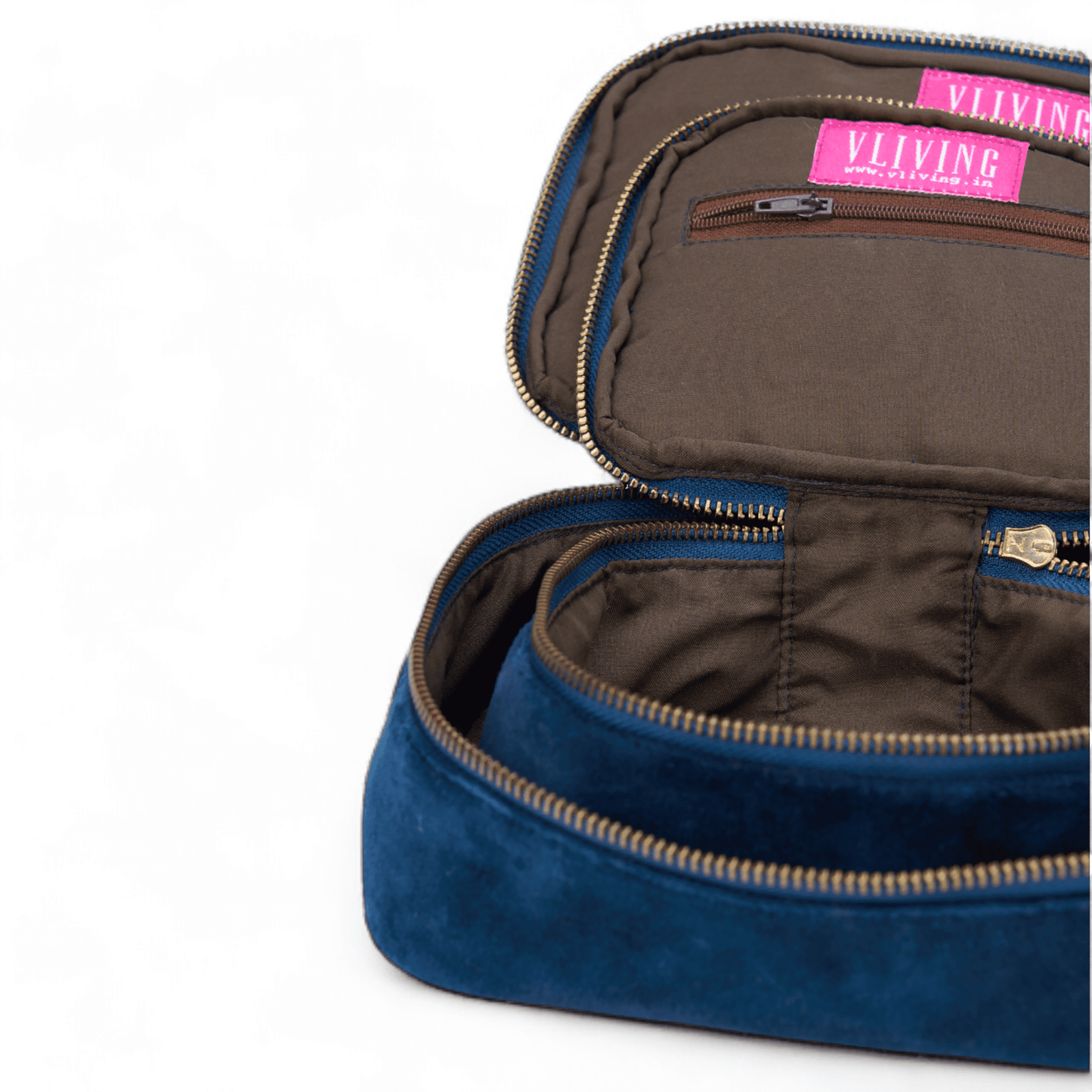 Set of 2 nesting boxes in NAVY BLUE colour velvet - travel accessory