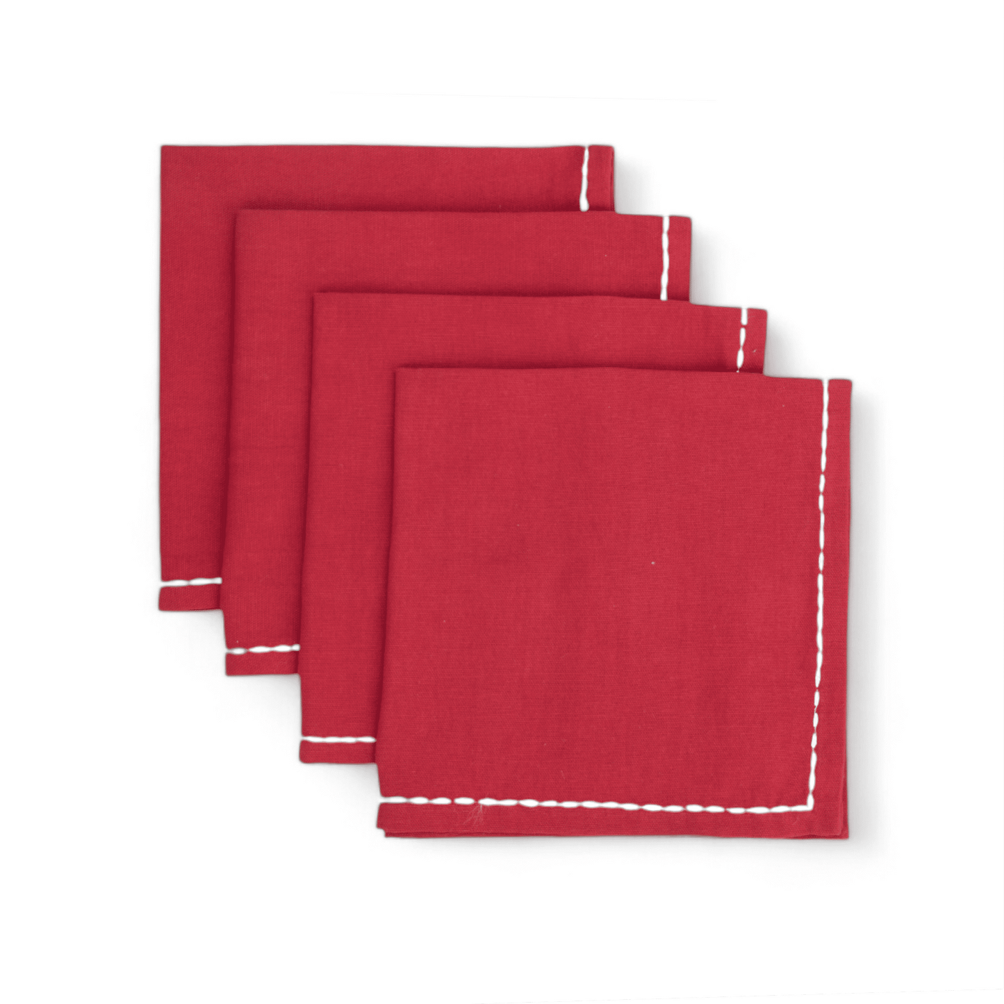 Christmas Table Linen GIFT PACK - in cotton with poinsettia print and wave embroidery
