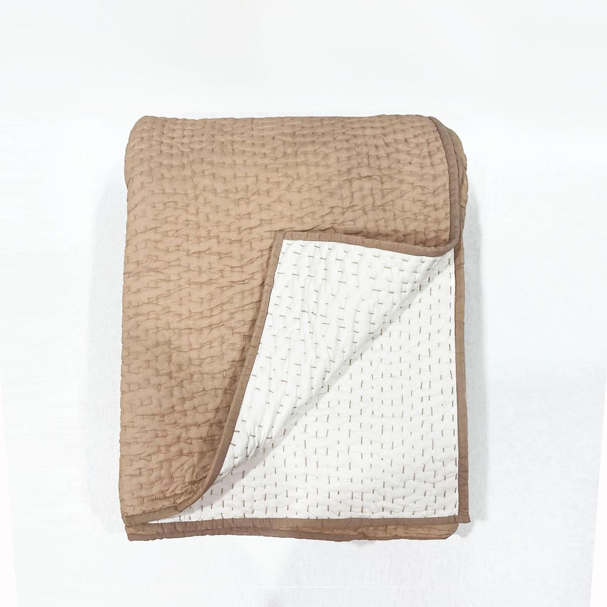 FAWN / BEIGE colour kantha Quilt and coordinated pillow cases, Sizes available