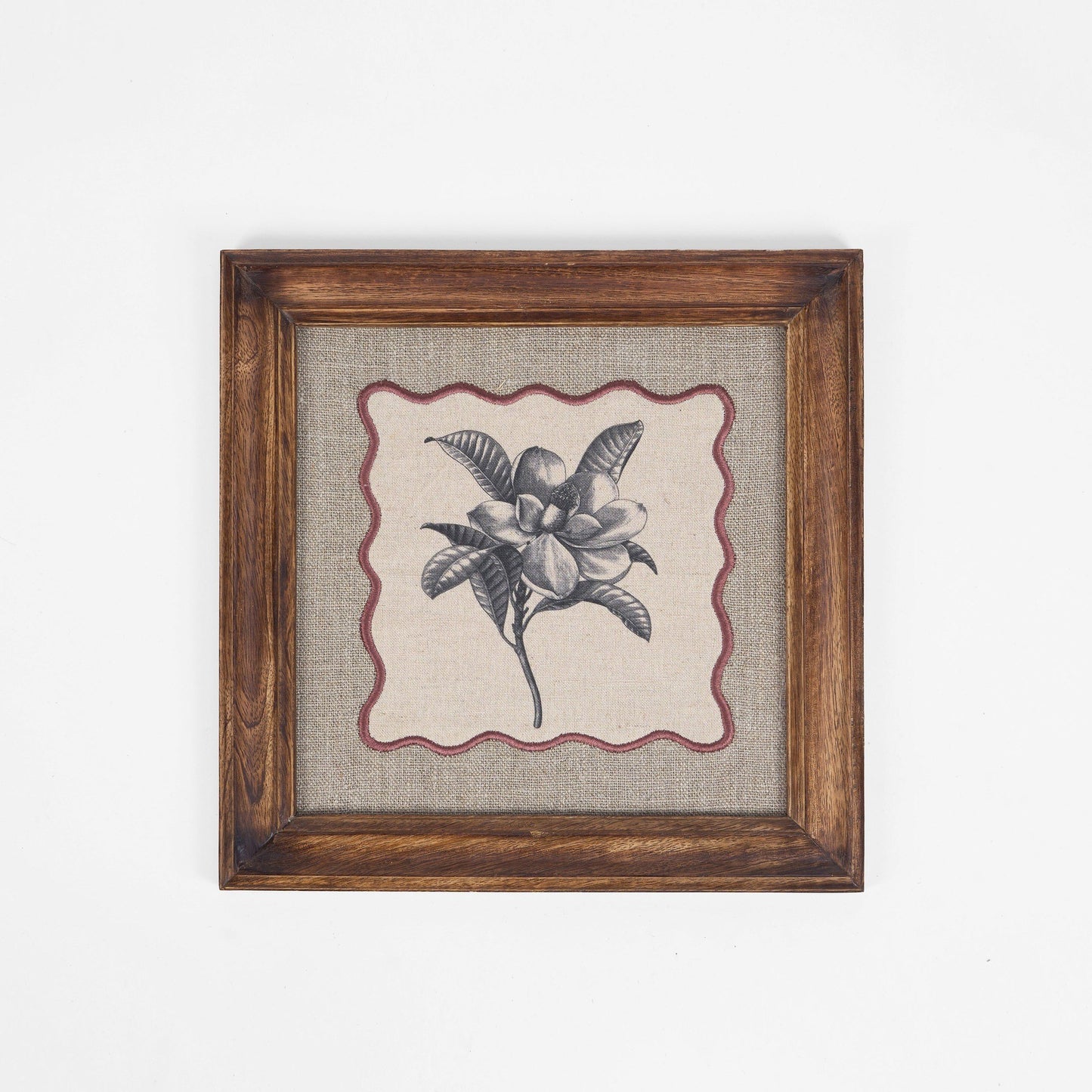 BOTANICAL wall art, Frangipani motif with wooden frame, 12X12 inches