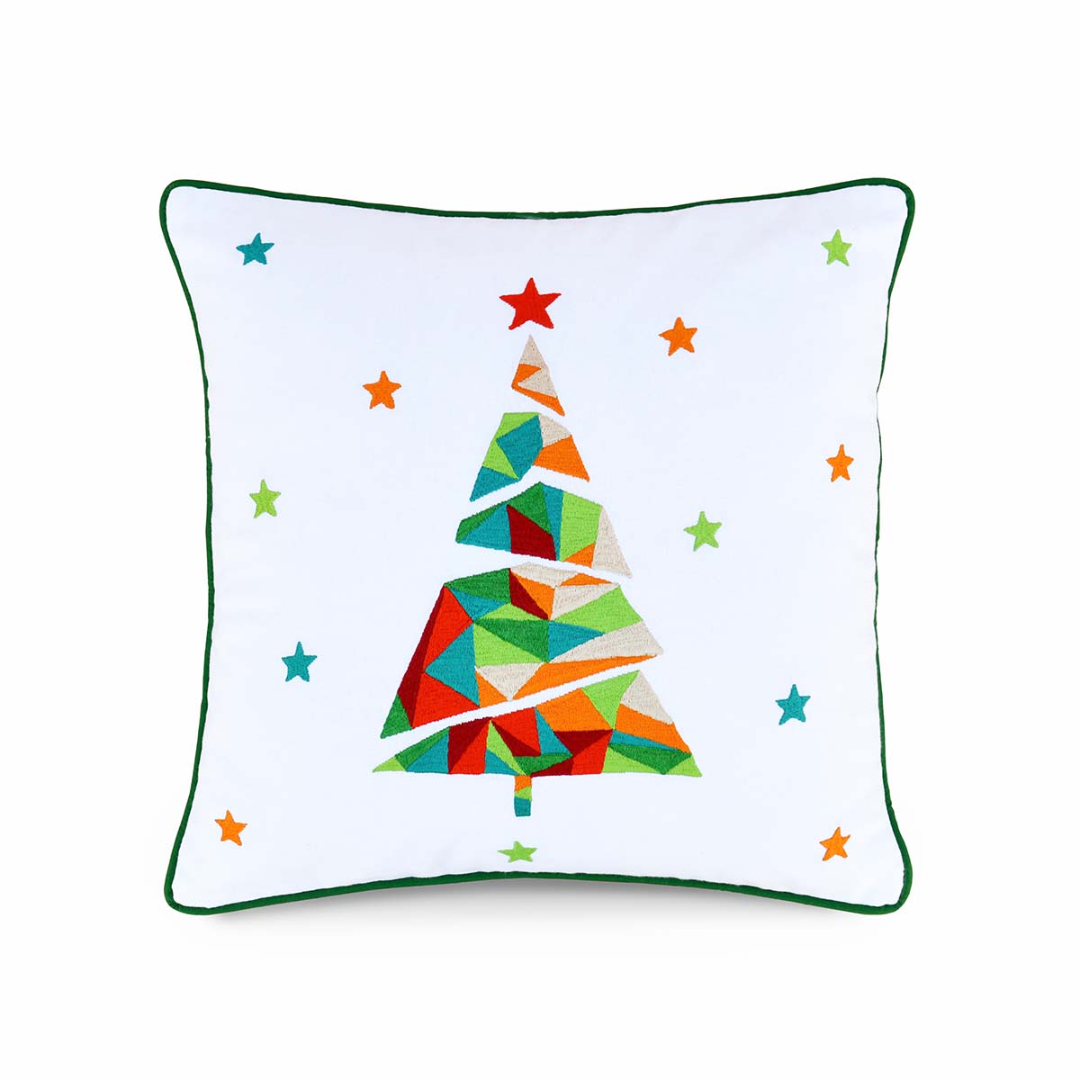 Christmas pillow cover, christmas tree, geometrical, embroidered cushion cover