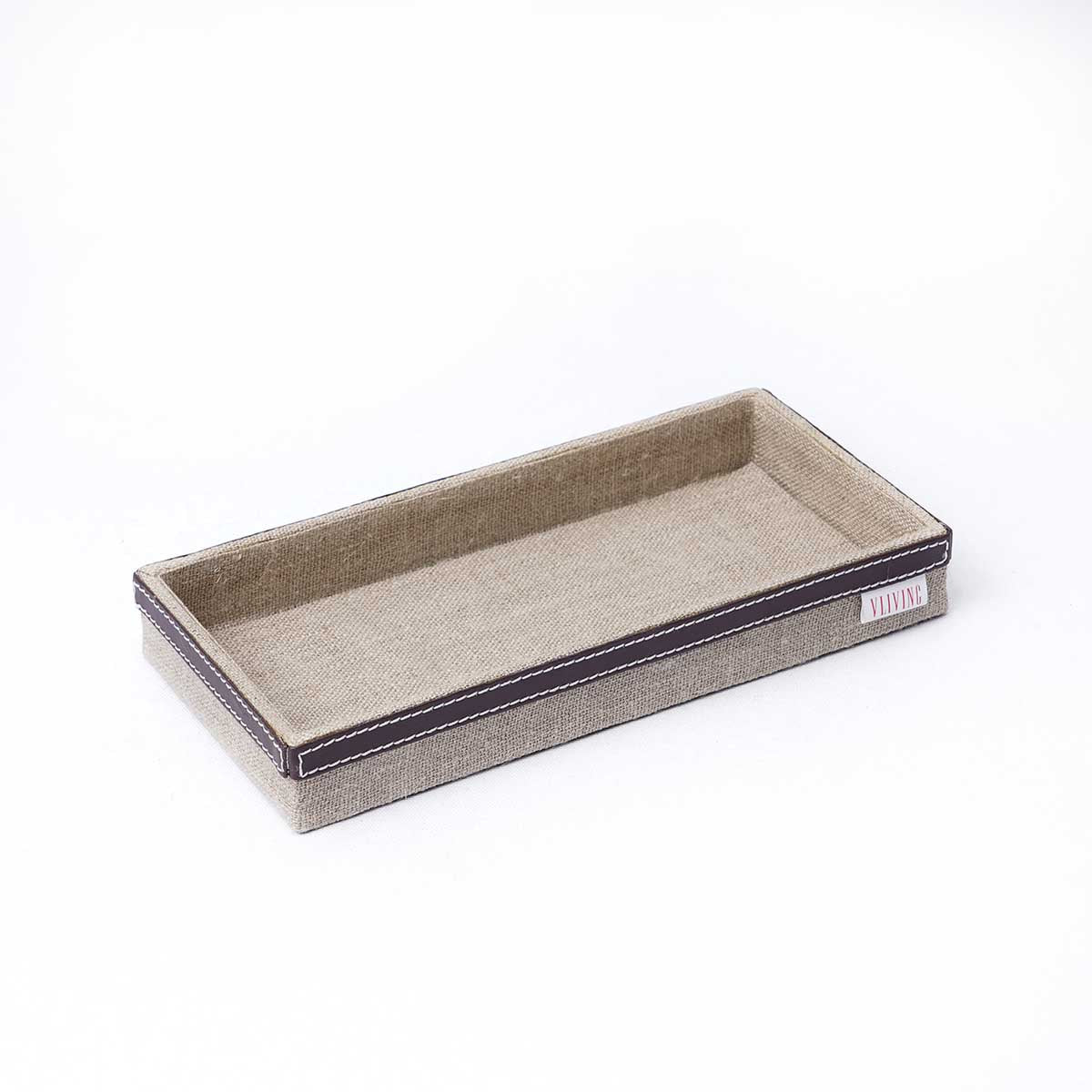 Trays in Natural Linen with Brown Leather trims, Rustic Holiday Decor Christmas, sizes available