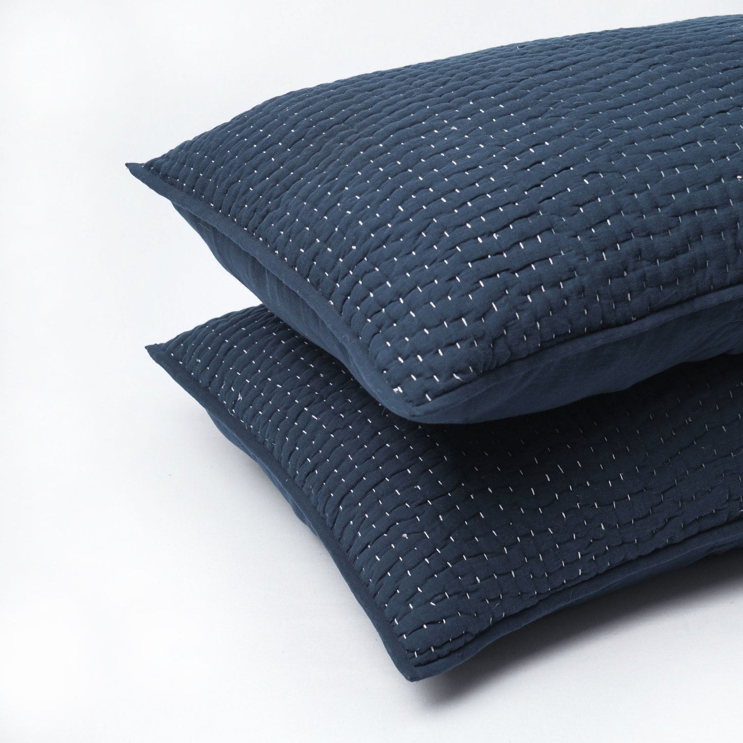 Indigo Kantha quilted bed set - hand quilted 4 layer muslin gauze, sizes available