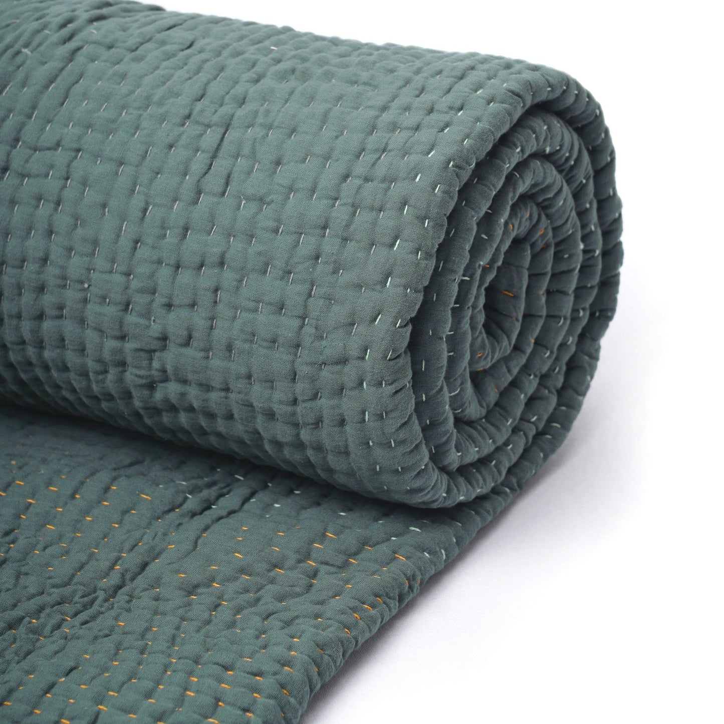 Olive Green quilts and pillow shams - hand quilted 4 layer muslin gauze with cotton wadding, sizes available