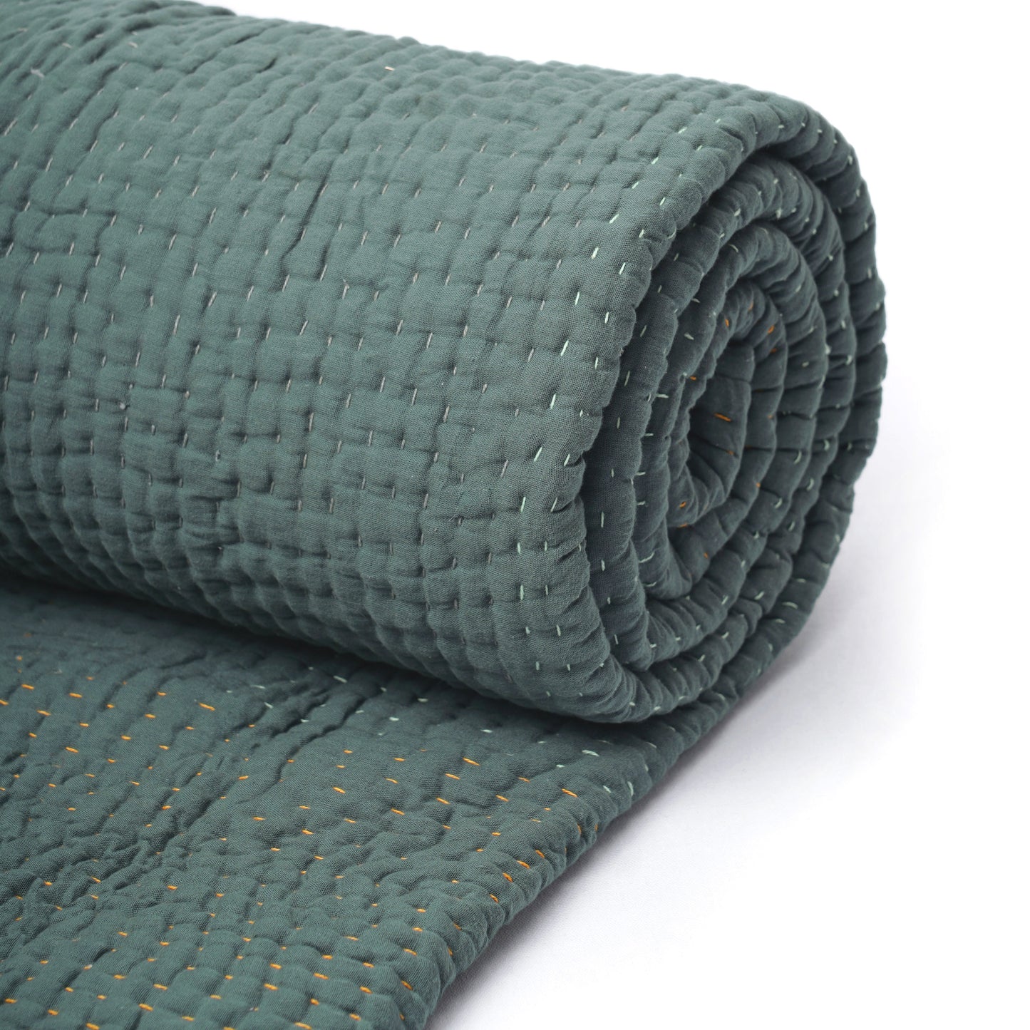 Olive Green quilted sets or quilts - hand quilted 4 layer muslin gauze, sizes available