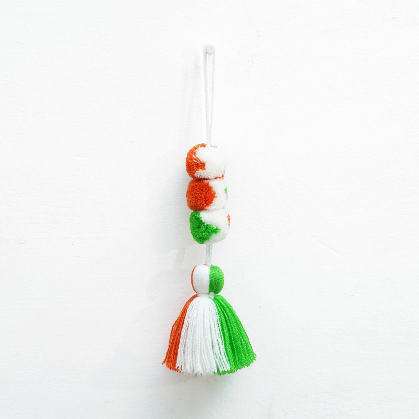 Tricolour tassel, handmade, boho charm, size 7.5 inches