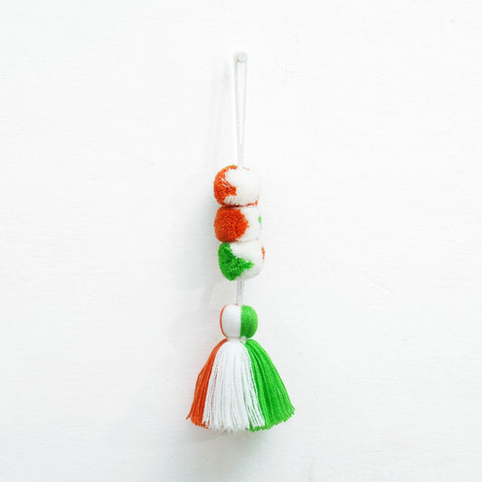 Tricolour tassel, handmade, boho charm, size 7.5 inches