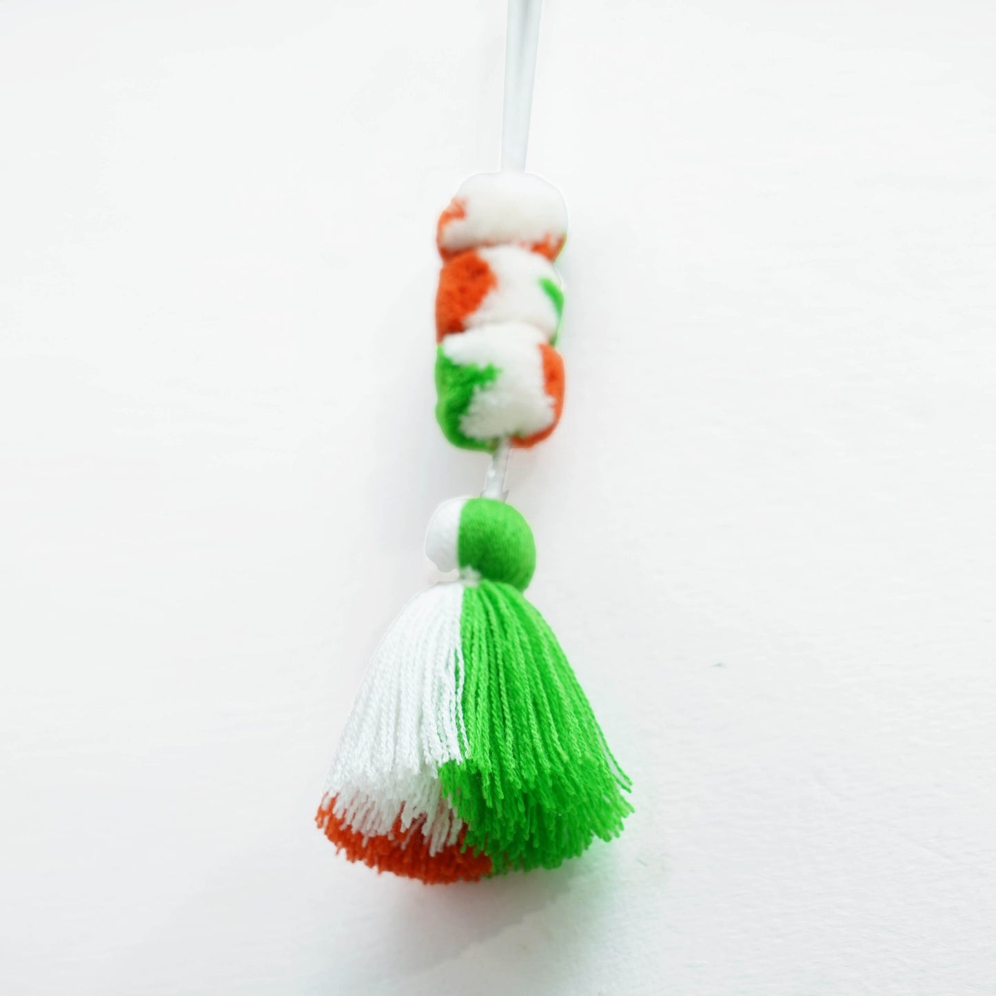Tricolour tassel, handmade, boho charm, size 7.5 inches