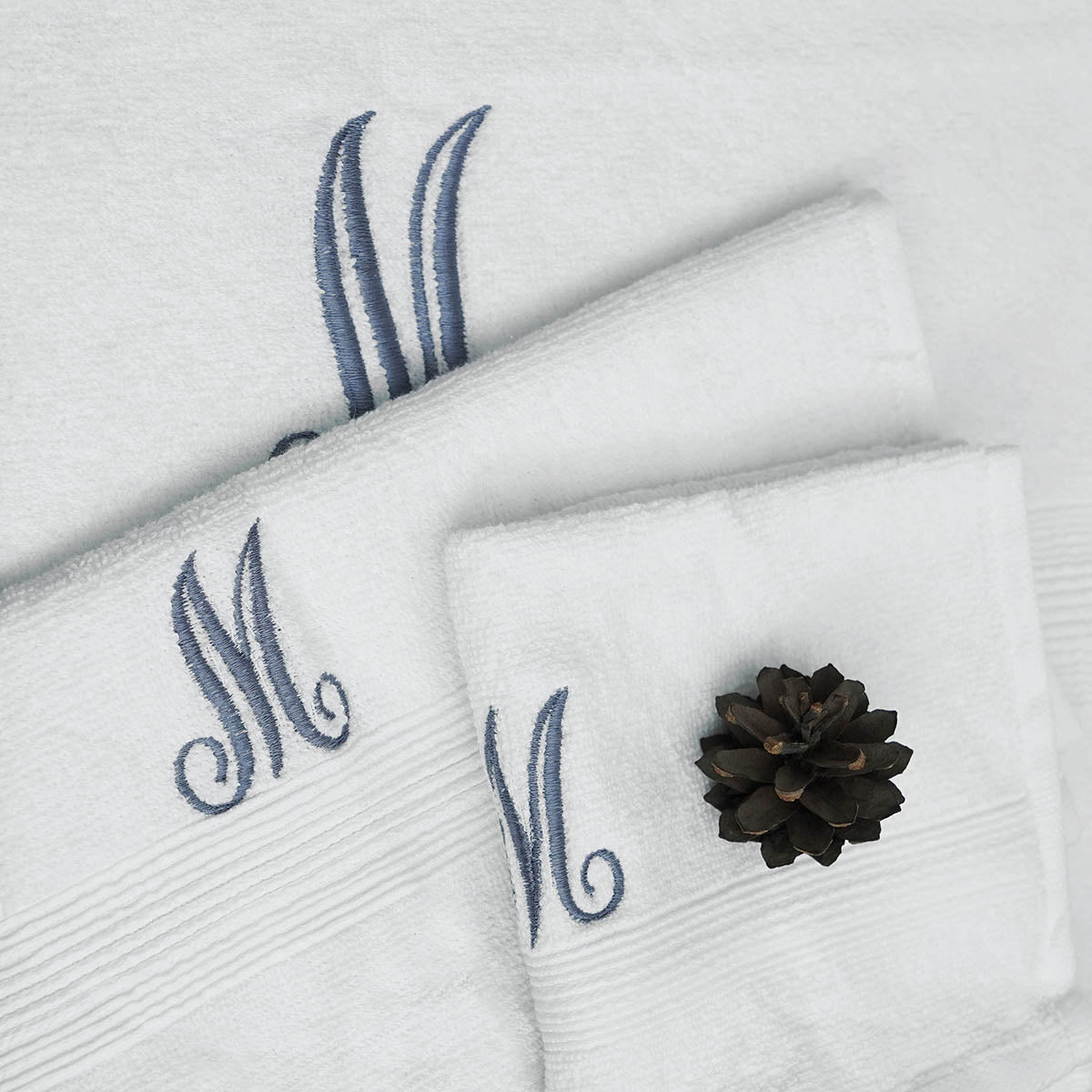 Monogrammed white organic cotton Bath towels, sizes available