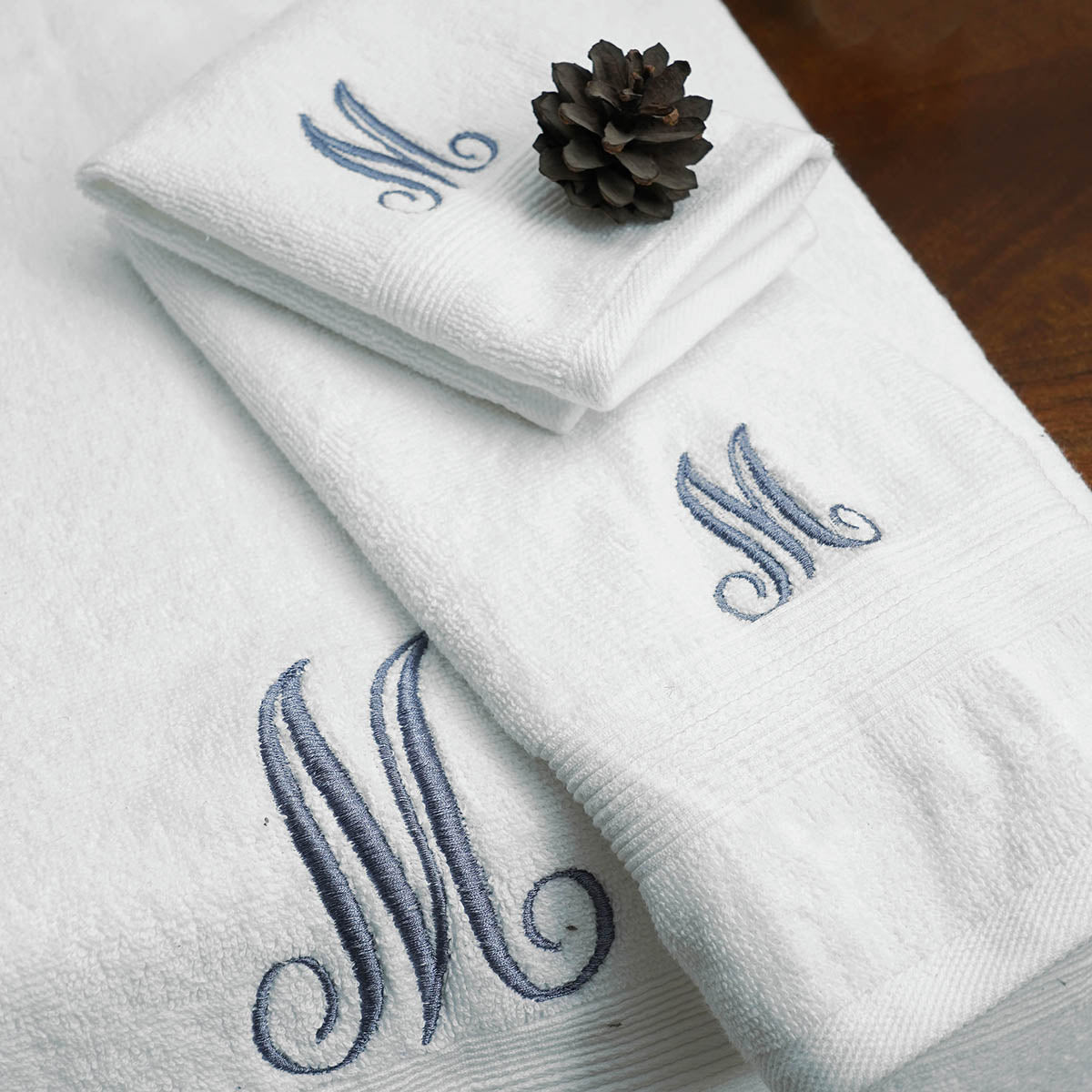 Monogrammed white organic cotton Bath towels, sizes available