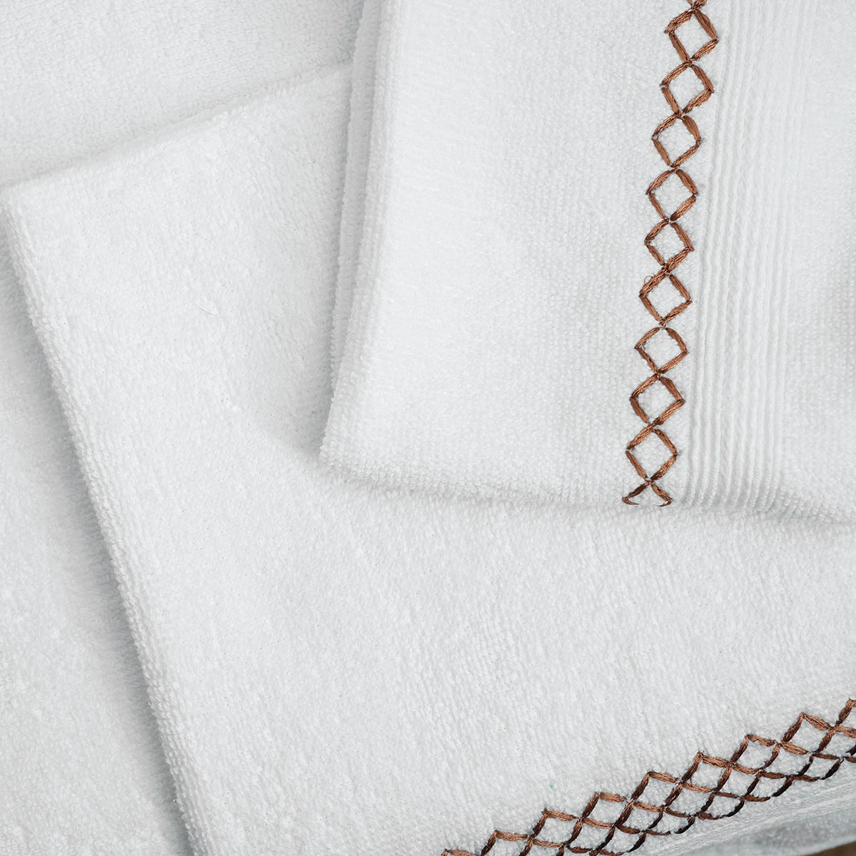 Embroidered white organic cotton Bath towels, sizes available