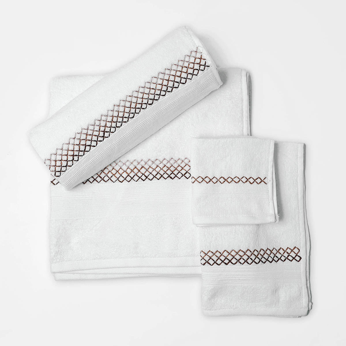 Embroidered white organic cotton Bath towels, sizes available