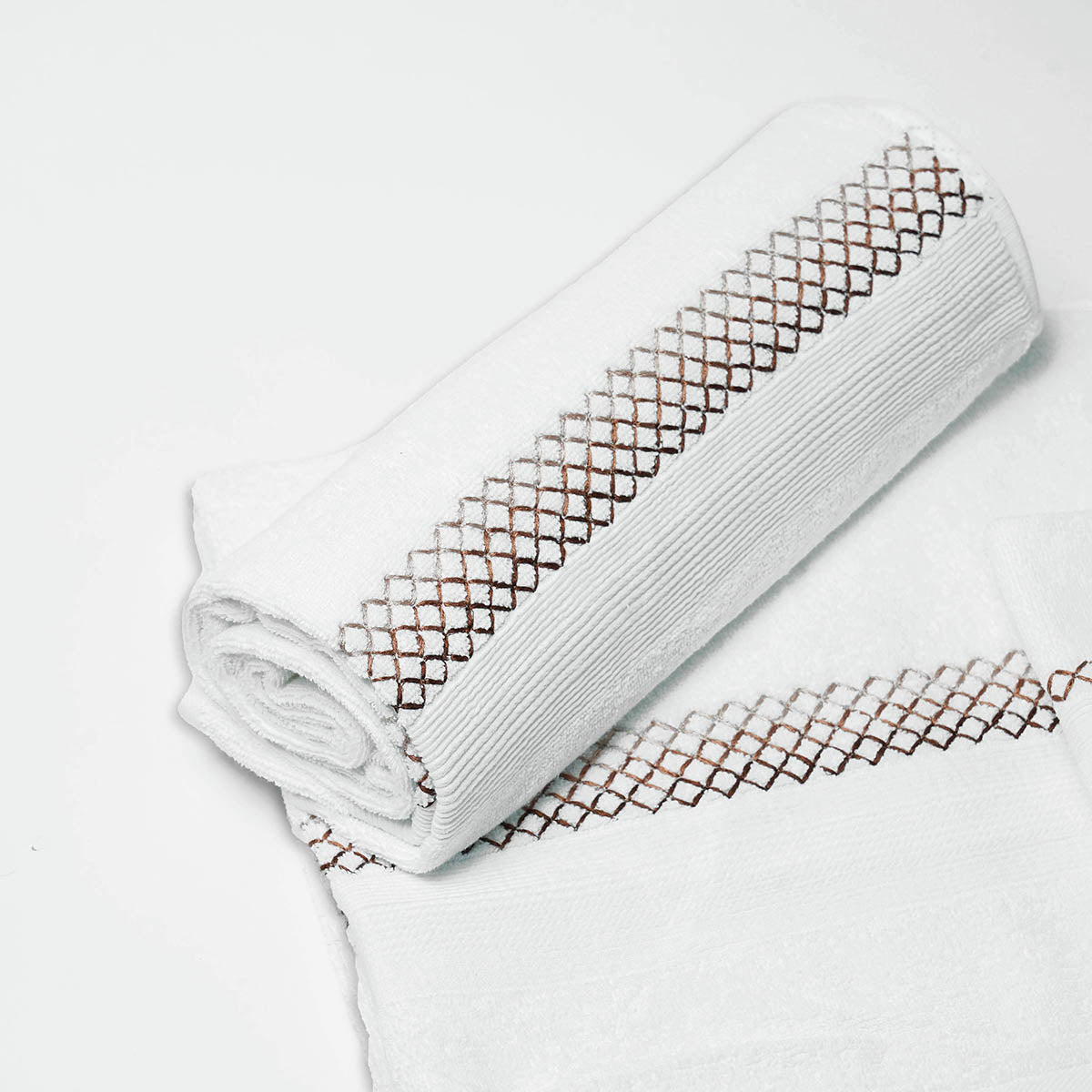 Embroidered white organic cotton Bath towels, sizes available