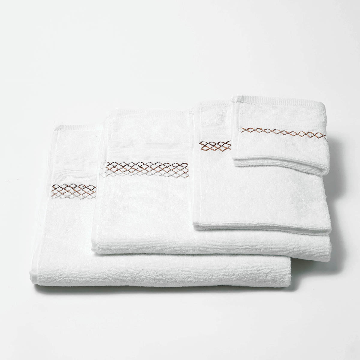 Embroidered white organic cotton Bath towels, sizes available